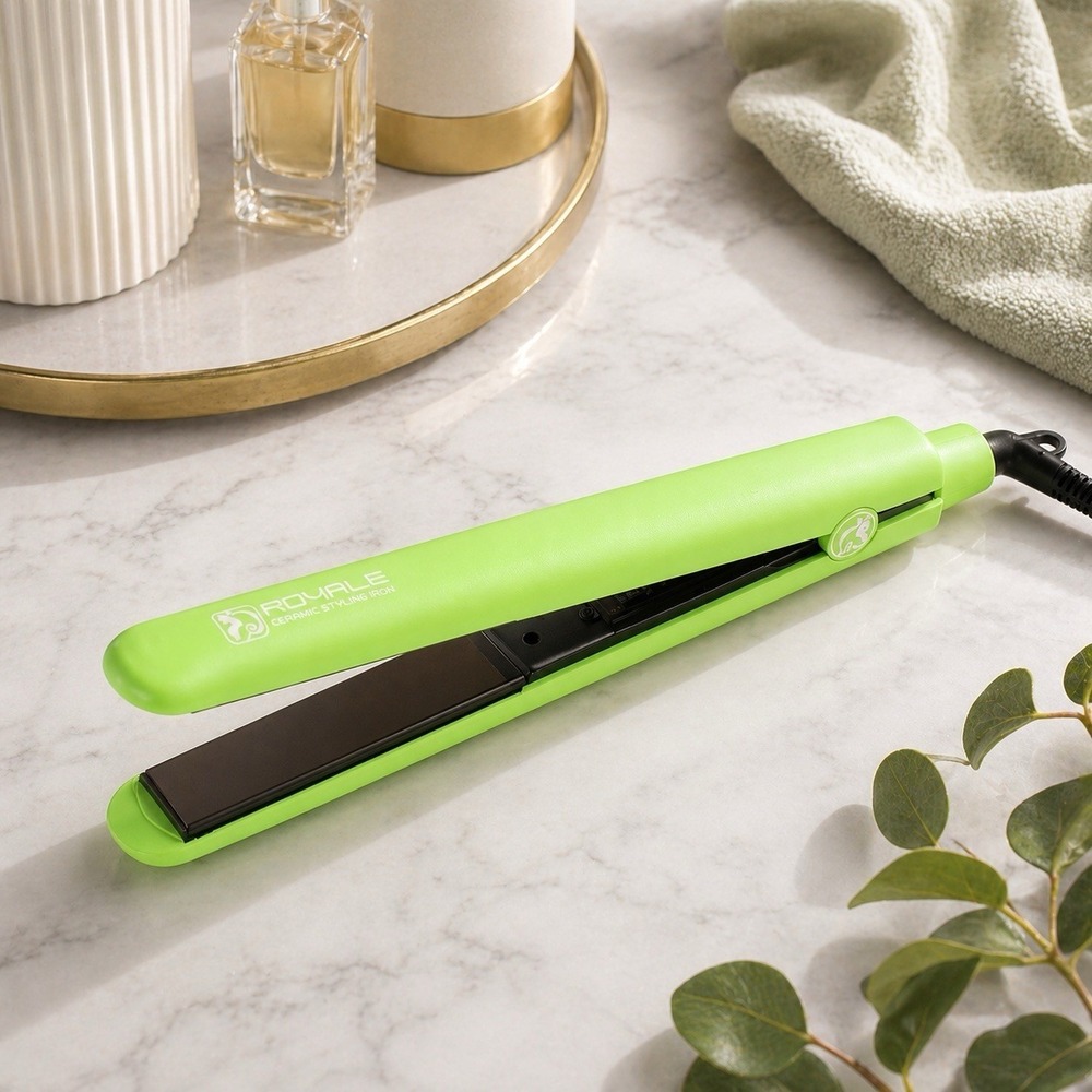 Royale Platinum Genius Hair Straightener Pure Ceramic‎ Plates 1.25" Lime Green